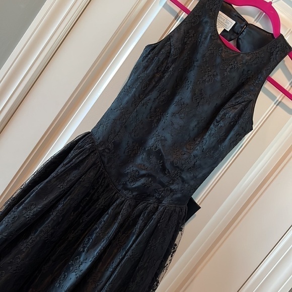 JESSICA McClintock Gunne Sax Whimsigoth black lace dress large bow open back S - Picture 15 of 17